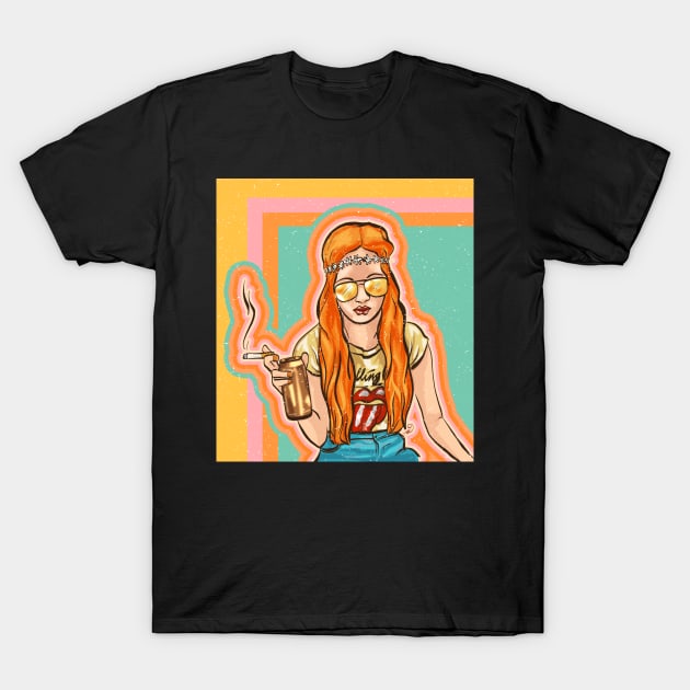 Badass Woman 70s Retro T-Shirt by edmproject